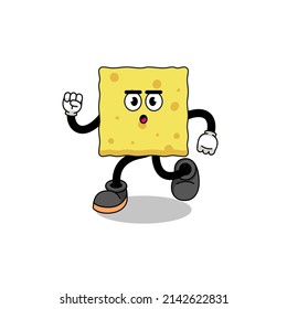 running sponge mascot illustration , character design