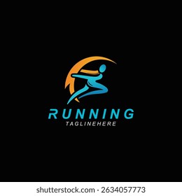 Running sport athlete logo design concept illustration template