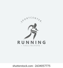 Running sport athlete logo design concept illustration template