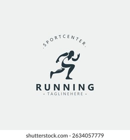 Running sport athlete logo design concept illustration template