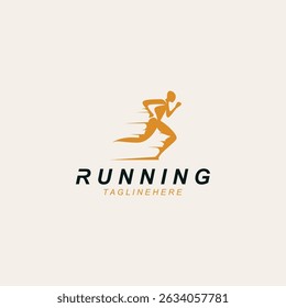 Running sport athlete logo design concept illustration template