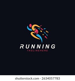 Running sport athlete logo design concept illustration template