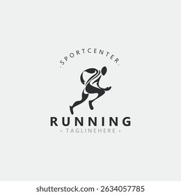 Running sport athlete logo design concept illustration template