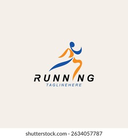 Running sport athlete logo design concept illustration template
