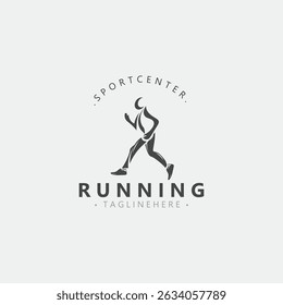 Running sport athlete logo design concept illustration template