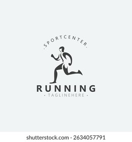 Running sport athlete logo design concept illustration template