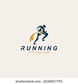 Running sport athlete logo design concept illustration template