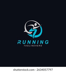 Running sport athlete logo design concept illustration template