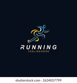 Running sport athlete logo design concept illustration template