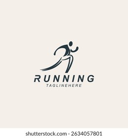 Running sport athlete logo design concept illustration template