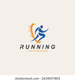 Running sport athlete logo design concept illustration template