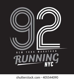 Running sport athletic typography, t-shirt graphics, vectors