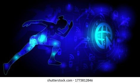 Running Sport background design. Website landing page. Template for apps. Modern science technology concept. Vector illustration.