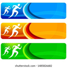 Running sport banner vector illustration