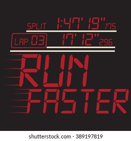 Running sport faster typography, t-shirt graphics, vectors