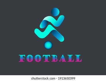 Running Sport Fitness Logo design vector ribbon Play football geometric pattern