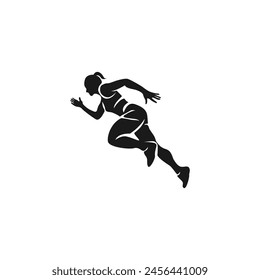 Running Sport Girl Icon. Vector illustration