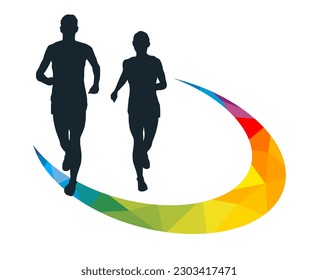 Running sport graphic for use as a template for flyer or for use in web design.