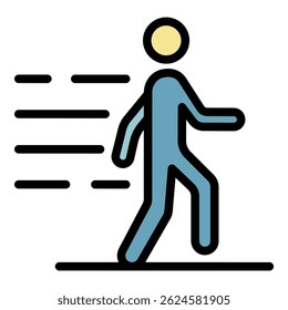 Running sport icon. Outline running sport vector icon color flat isolated