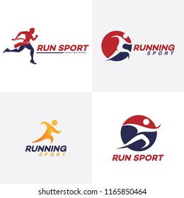running sport logo icon vector illustration set
