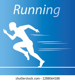 Running sport logo vector with blue background.