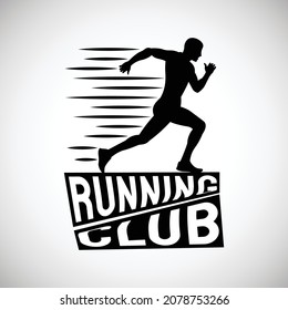Logotipo deportivo de ejecución Diseño de vectores Silhouette, logotipo Deportes, logotipo negro y blanco