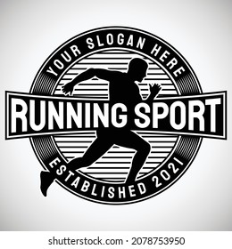 Running Sport Logo, Vektordesign Silhouette, Logo Sport, Logo Schwarz-Weiß, Medaillon