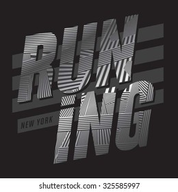 Running sport New York sport typography, t-shirt graphics, vectors