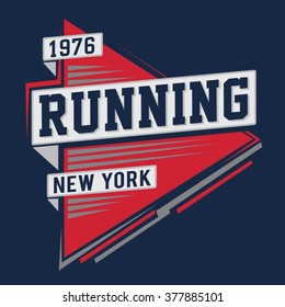 Running Sport New York Typografie, T-Shirt-Grafiken, Vektorgrafiken