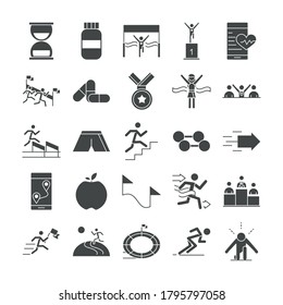 running sport race line icons set design vector illustration