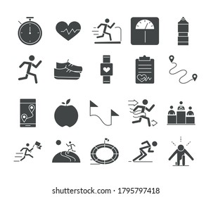running sport race line icons set design vector illustration