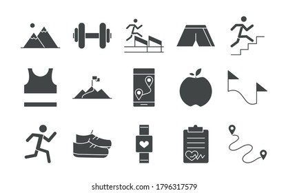 running sport race line icons set design vector illustration