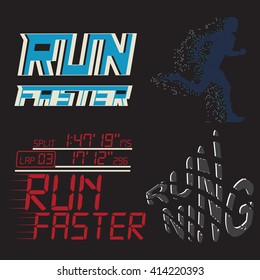 Running sport set, Athletic T-shirt fashion design, Sport Typography.