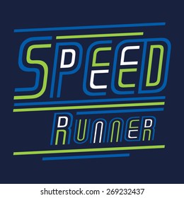 Running sport typography, t-shirt graphics, vectors