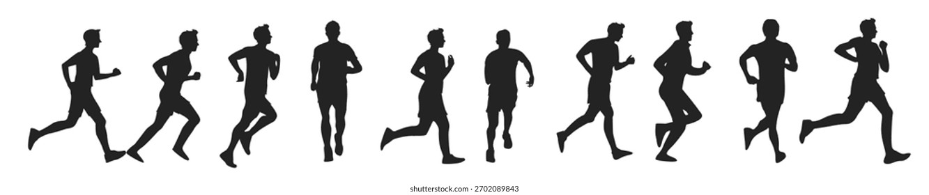 Running sport vector collection in flat style with different styles and shapes, running sport vector flat isolated on white background