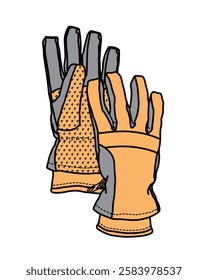 Running sports gloves design technical flat sketch vector mockup template.