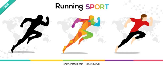 Running Sports Man icon Character Vector illustration