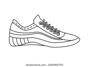 Running sports sneaker with laces to run marathon line icon vector illustration