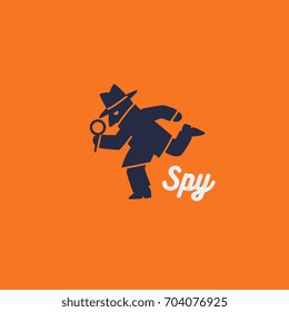 Running Spy Man. Vector Logo.