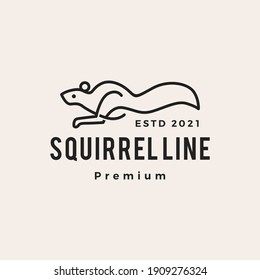 running squirrel line outline monoline hipster vintage logo vector icon illustration