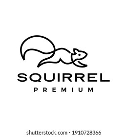 running squirrel line outline monoline logo vector icon illustration