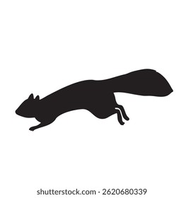 Running Squirrel monochrome silhouette illustration	