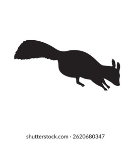 Running Squirrel monochrome silhouette illustration	