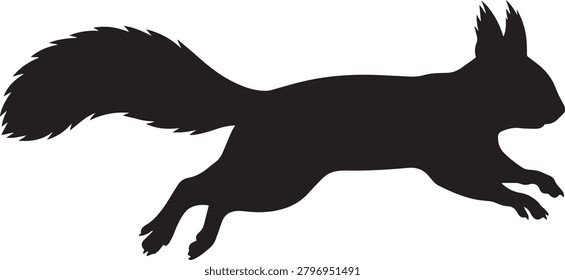 Running squirrel silhouette vector illustration for wildlife.
