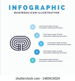 Running, Stadium, Surface, Track Line icon with 5 steps presentation infographics Background