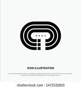 Running, Stadium, Surface, Track solid Glyph Icon vector