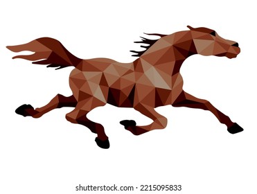  ejecución de imágenes aisladas vectoriales de stallion Pacer en fondo blanco con bajo estilo de poli