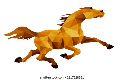  ejecución de imágenes aisladas vectoriales de stallion Pacer en fondo blanco con bajo estilo de poli