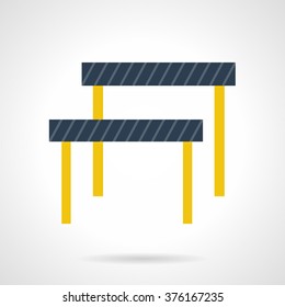 Running with steeplechase, obstacle race. Sport objects. Conceptual business sign. Vector icon flat color style. Web design element for site, mobile and business.