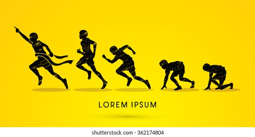 Running step, Never Give up graphic vector.